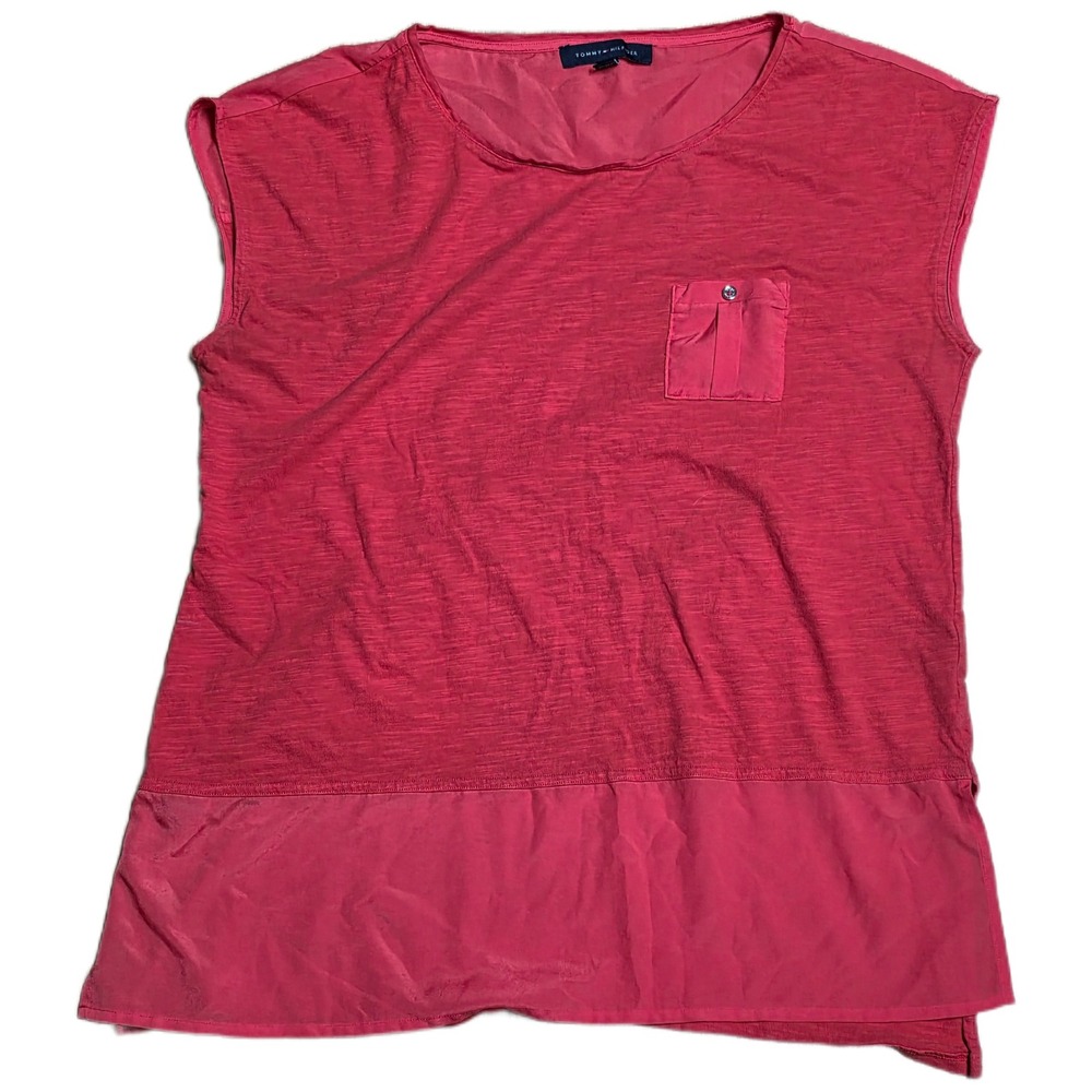 Tommy Hilfiger Tank Top Women's Size L Coral Pink Front Pocket